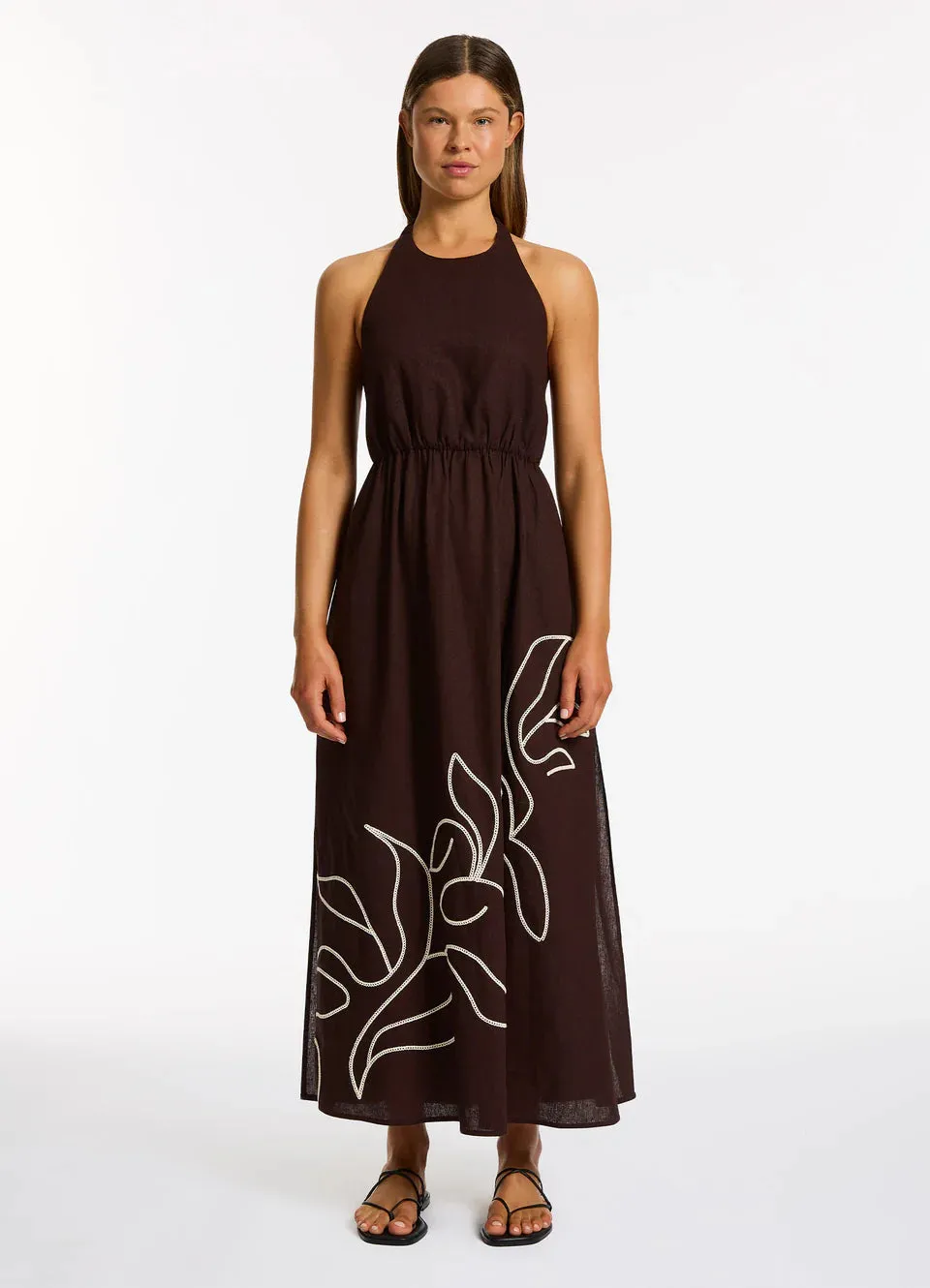 Jets - Dahlia Palm Embroidered Maxi Dress