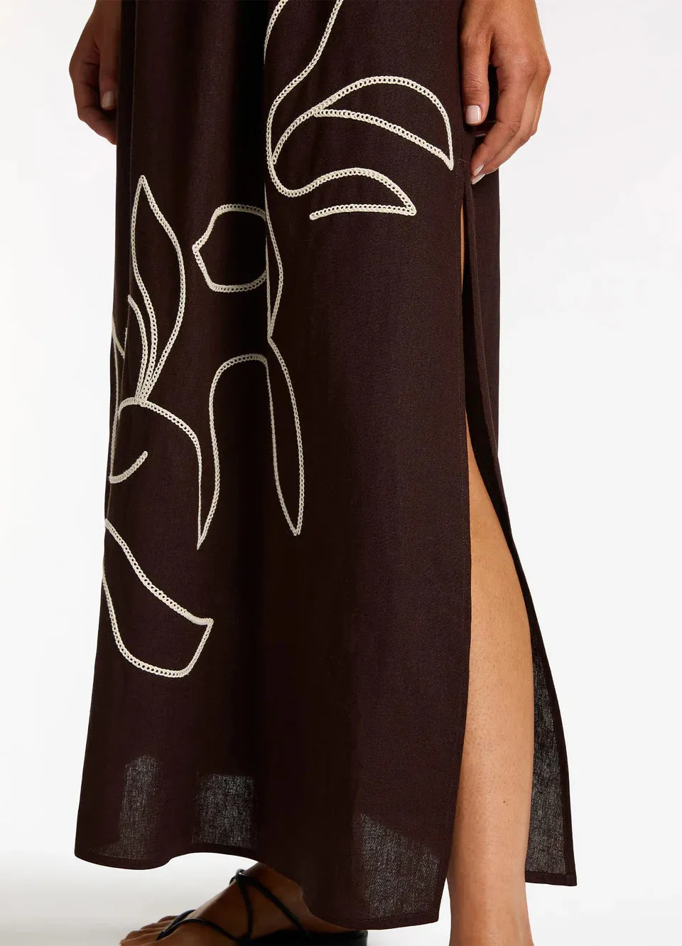 Jets - Dahlia Palm Embroidered Maxi Dress