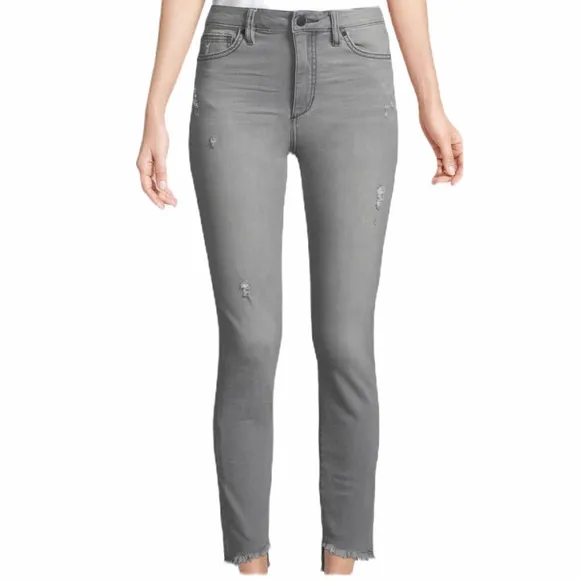Joe’s Janine High-Rise Frayed Ankle Jeans, Gray