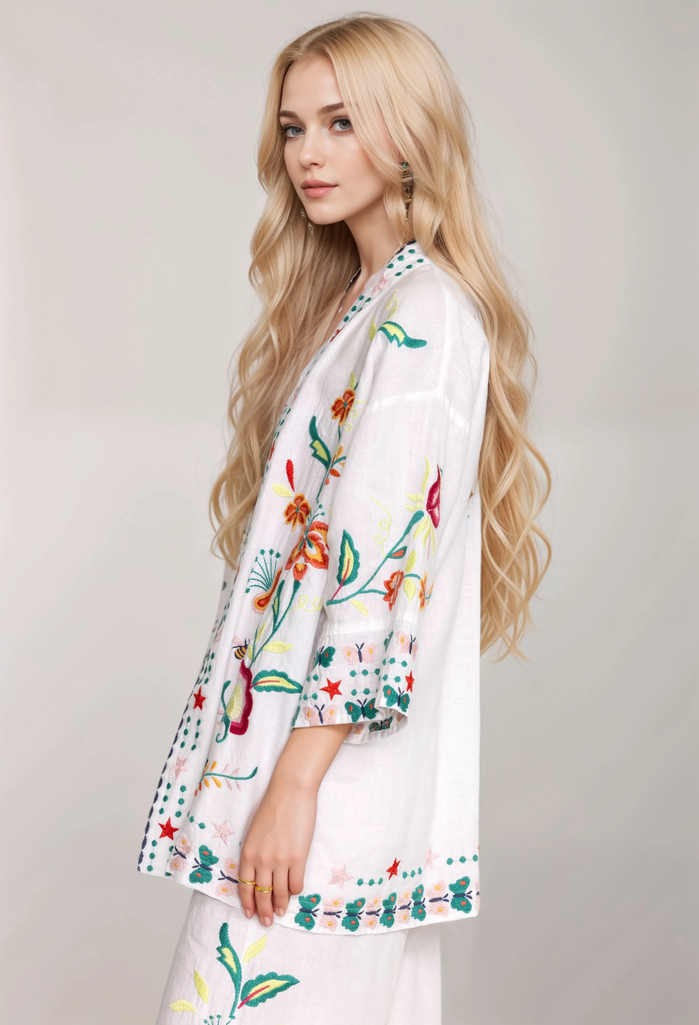Johnny Was Averi Linen Kimono R41524 Boho Chic