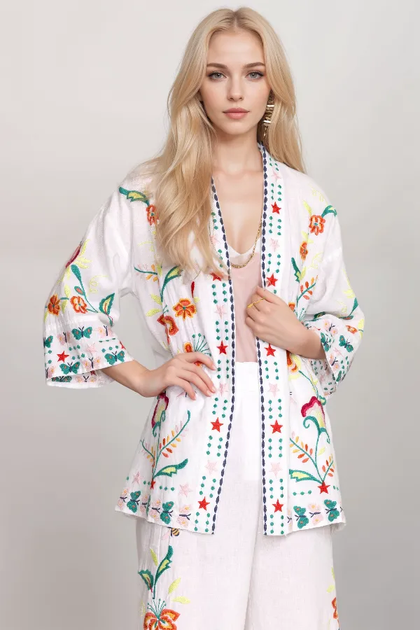 Johnny Was Averi Linen Kimono R41524 Boho Chic