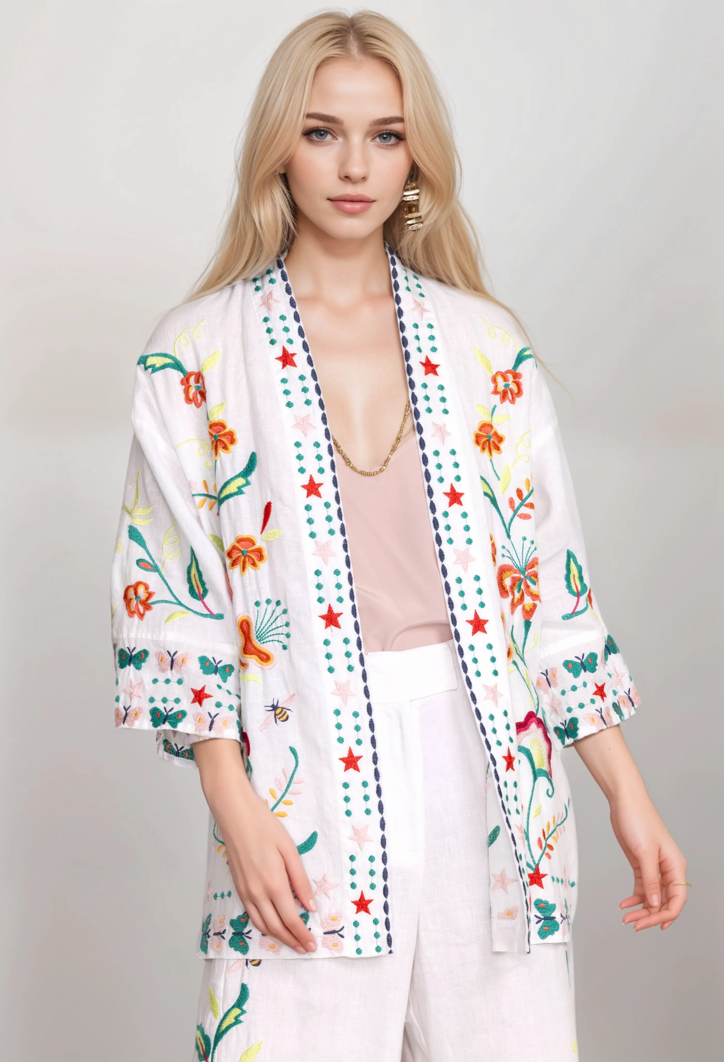 Johnny Was Averi Linen Kimono R41524 Boho Chic