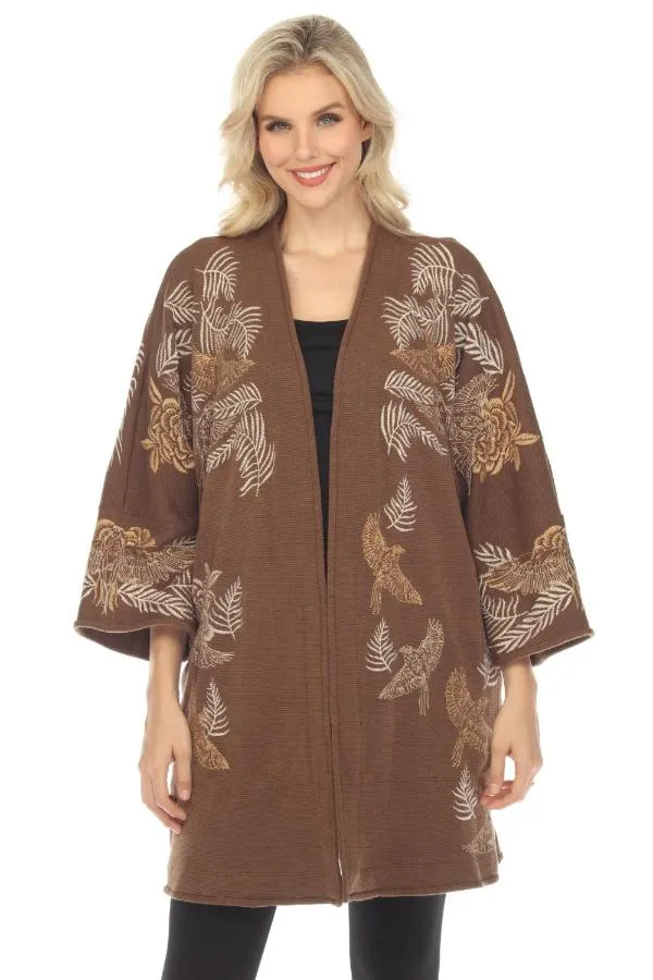 Johnny Was Biya Pajaro Knit Embroidered Kimono Boho Chic B53723
