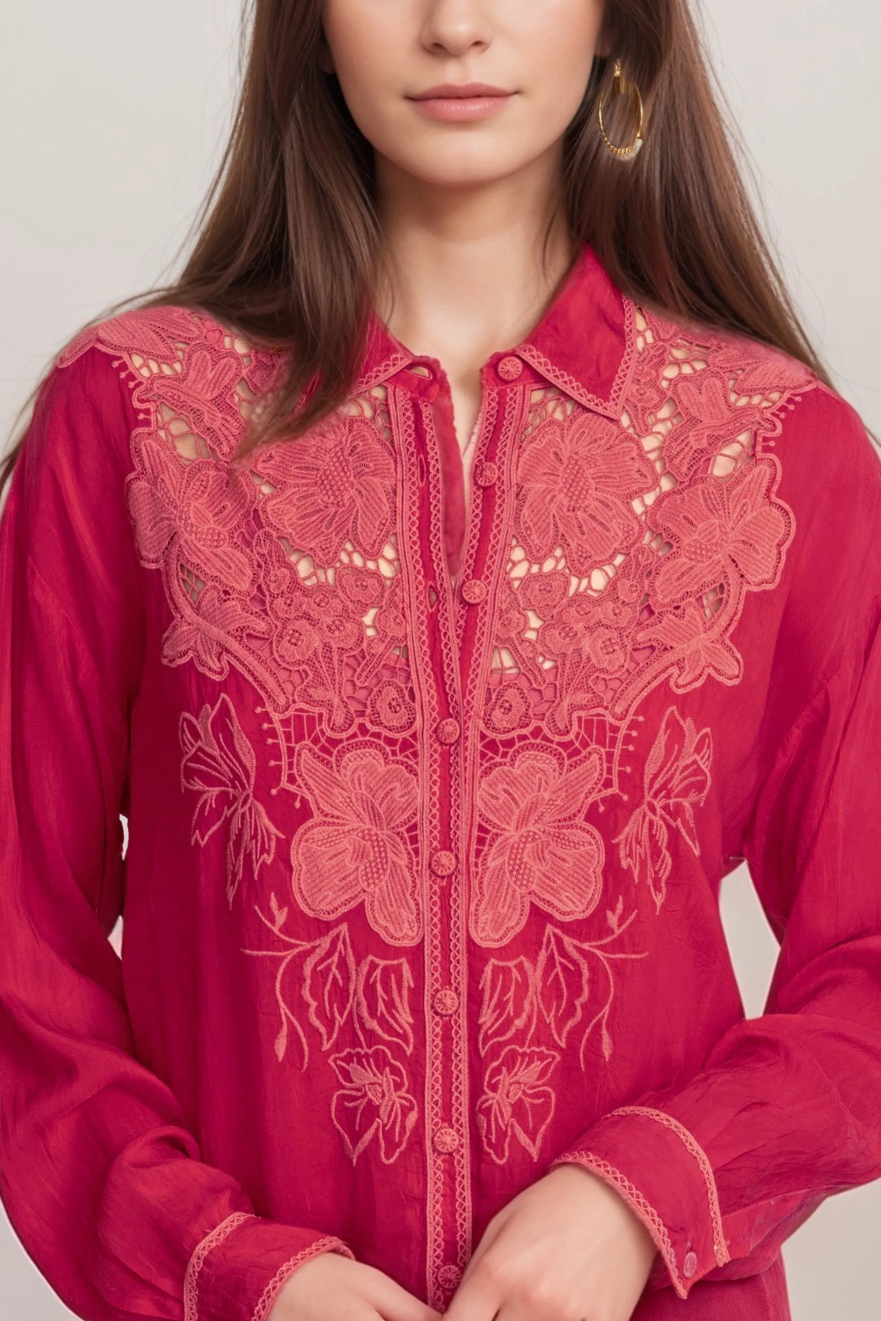 Johnny Was  Gillian Long Sleeve Embroidered Blouse C22524