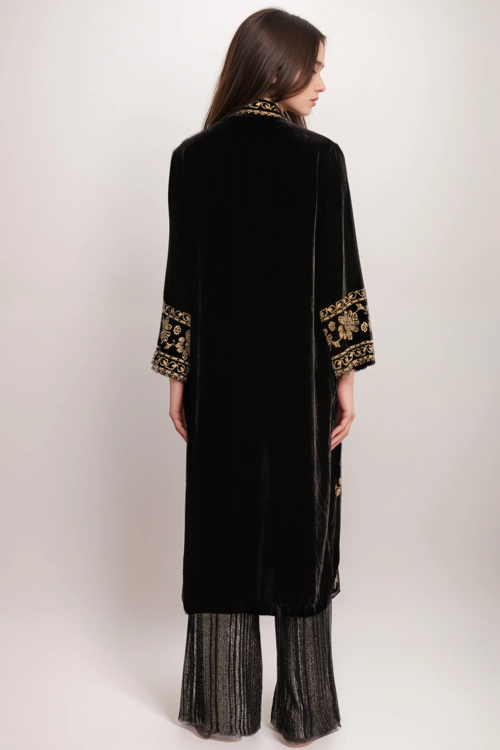 Johnny Was JWLA Nyomi Embroidered Velvet Kimono Coat J42024 *