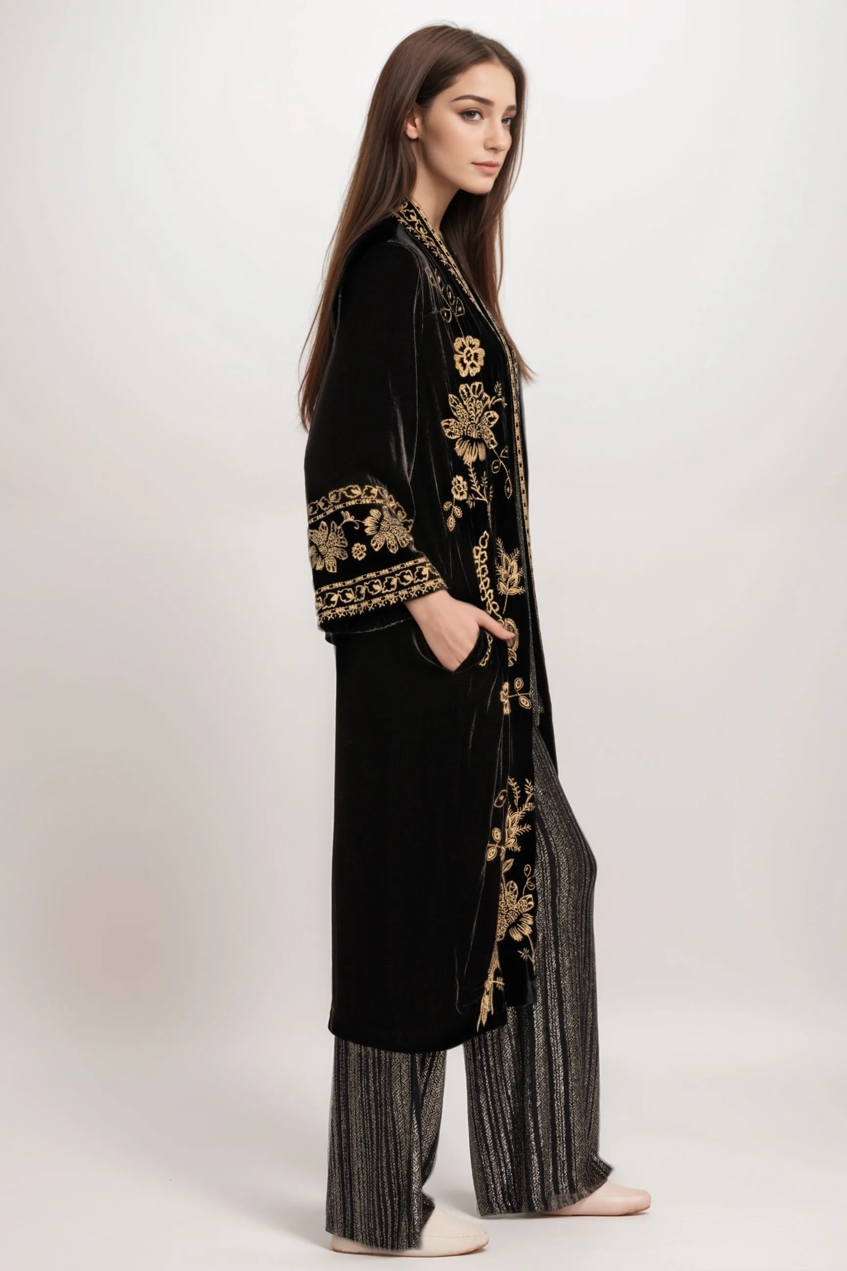 Johnny Was JWLA Nyomi Embroidered Velvet Kimono Coat J42024 *