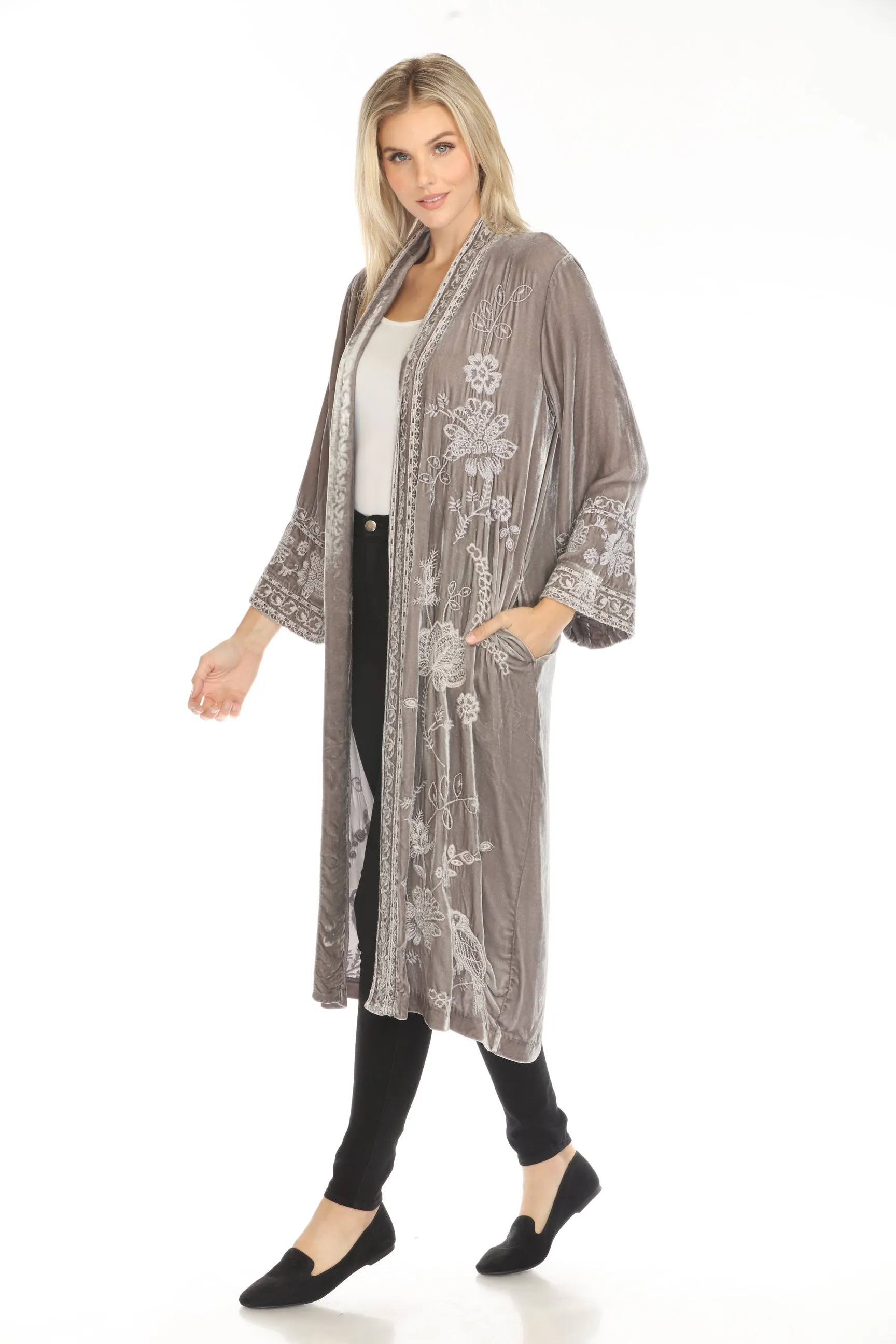 Johnny Was JWLA Nyomi Embroidered Velvet Kimono Coat J42024 *