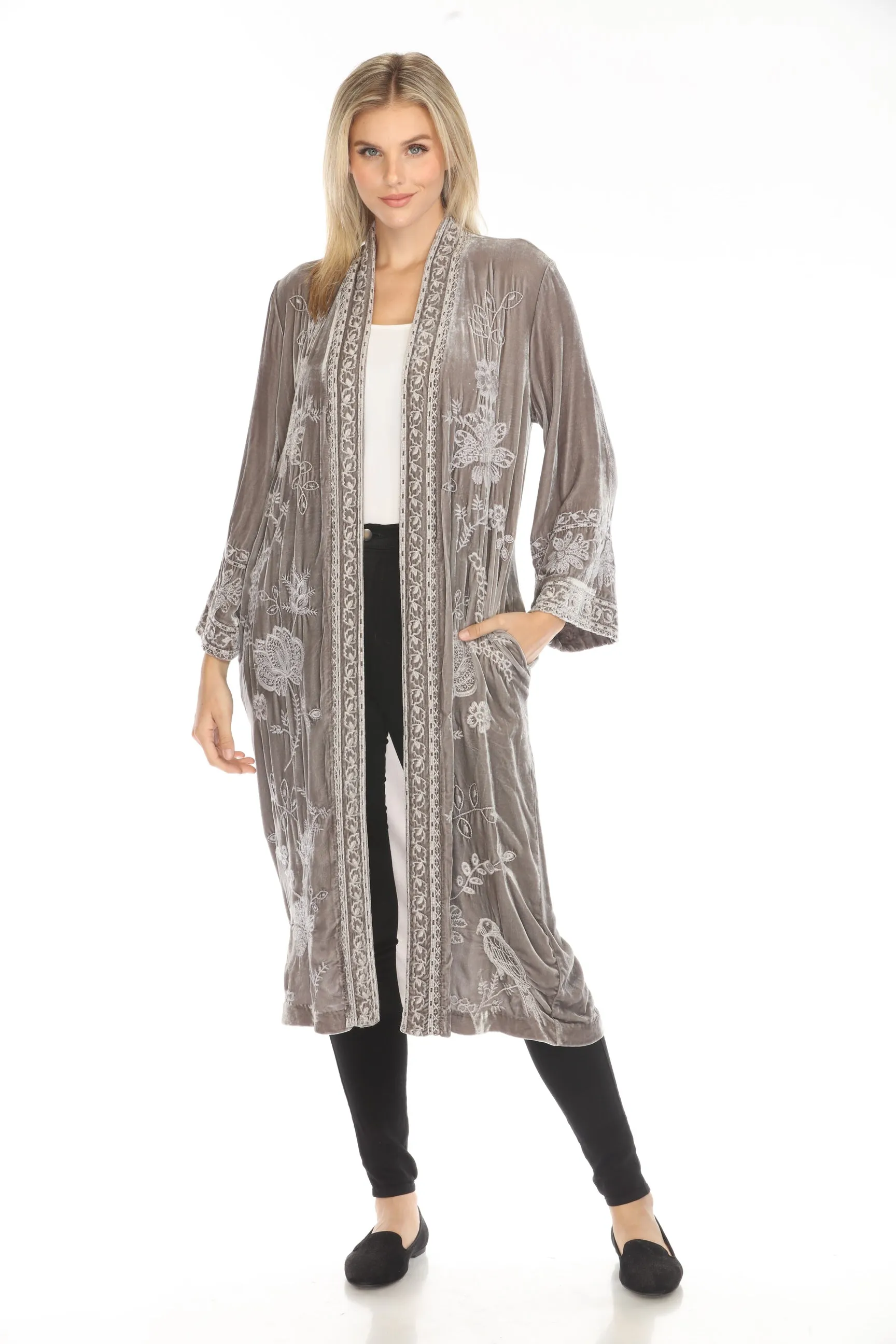 Johnny Was JWLA Nyomi Embroidered Velvet Kimono Coat J42024 *
