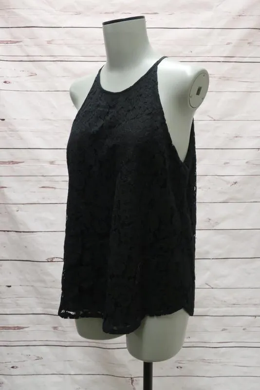 Joie Blouse Cualli Black Lace Size Extra Small Sleeveless Halter Top