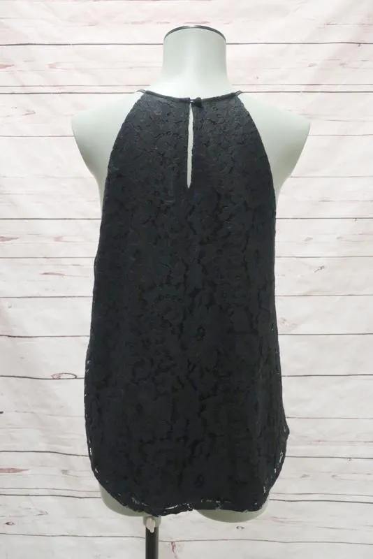 Joie Blouse Cualli Black Lace Size Extra Small Sleeveless Halter Top