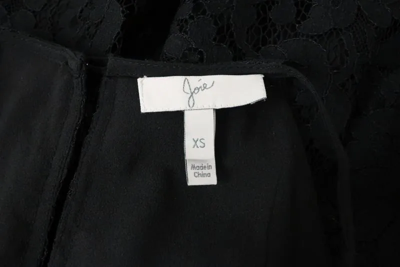 Joie Blouse Cualli Black Lace Size Extra Small Sleeveless Halter Top