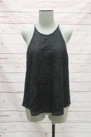 Joie Blouse Cualli Black Lace Size Extra Small Sleeveless Halter Top