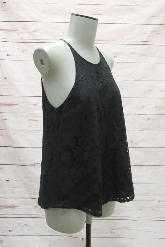 Joie Blouse Cualli Black Lace Size Extra Small Sleeveless Halter Top