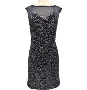 JOVANI Navy V-Back Embellished Sheath Dress Size 16