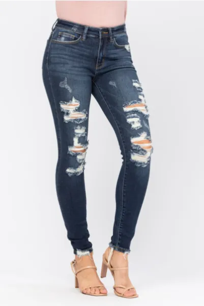 Judy Blue Mid-Rise Destroyed Skinny Jeans