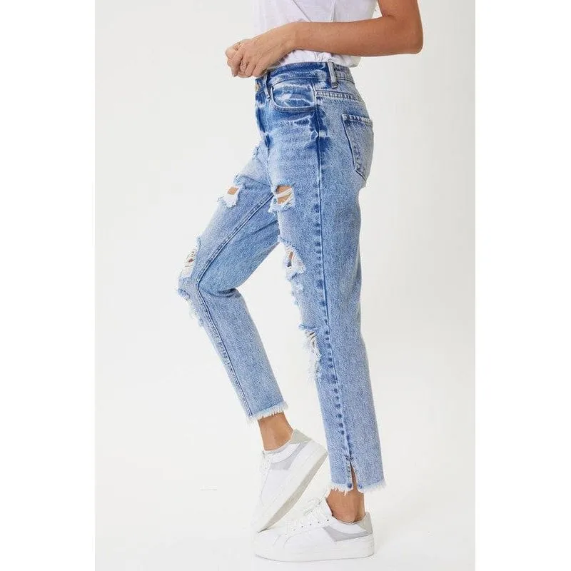 Kancan high rise distressed mom jeans