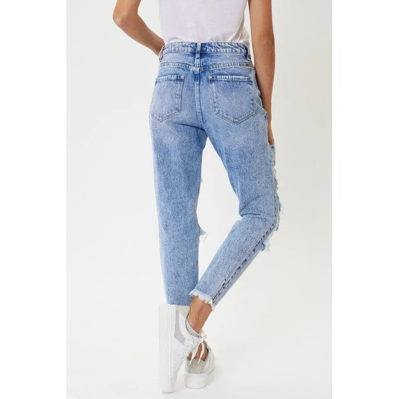 Kancan high rise distressed mom jeans