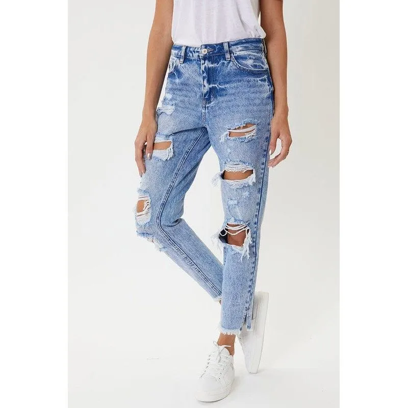 Kancan high rise distressed mom jeans