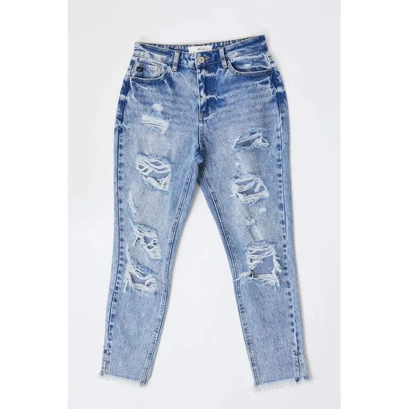 Kancan high rise distressed mom jeans