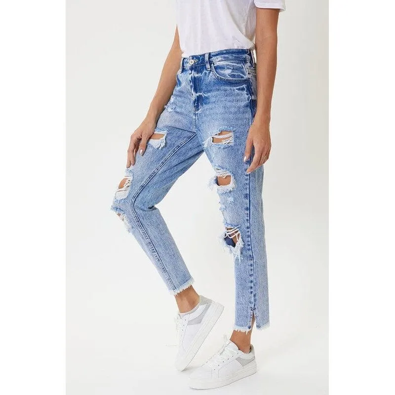 Kancan high rise distressed mom jeans