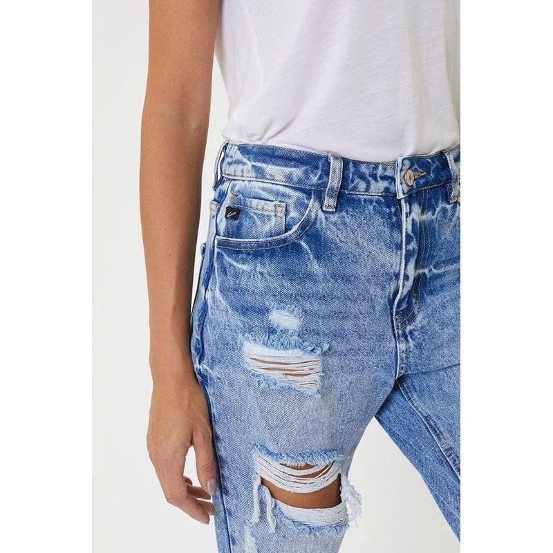 Kancan high rise distressed mom jeans