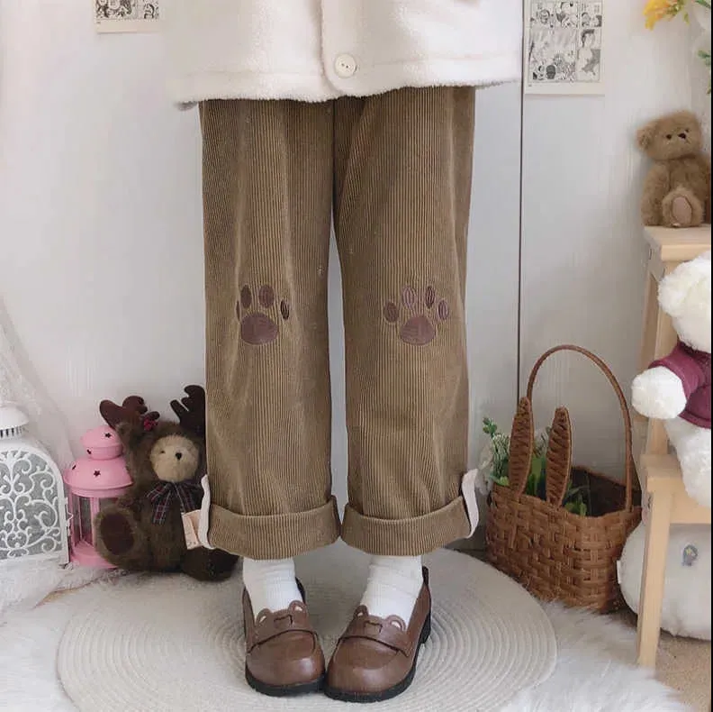Kawaii Corduroy Wide Leg Pants