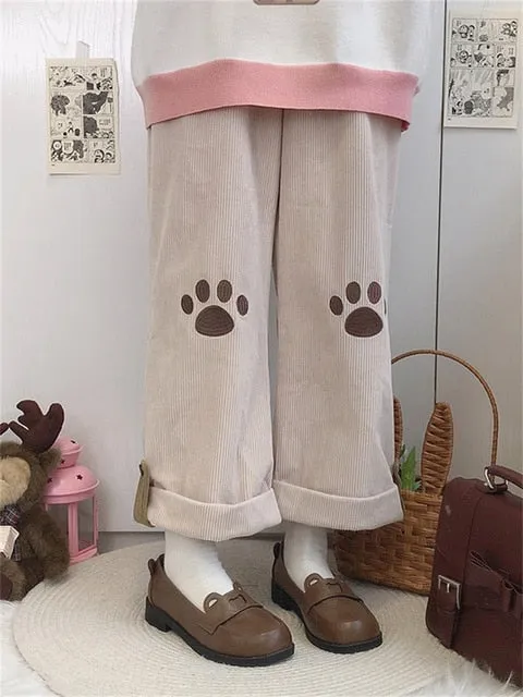 Kawaii Corduroy Wide Leg Pants