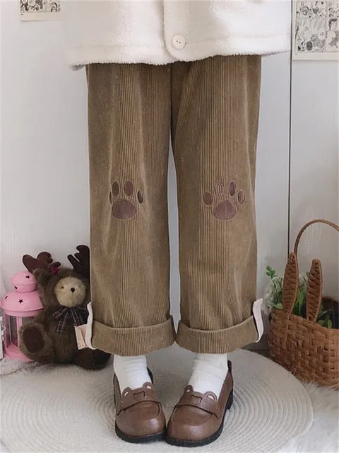 Kawaii Corduroy Wide Leg Pants