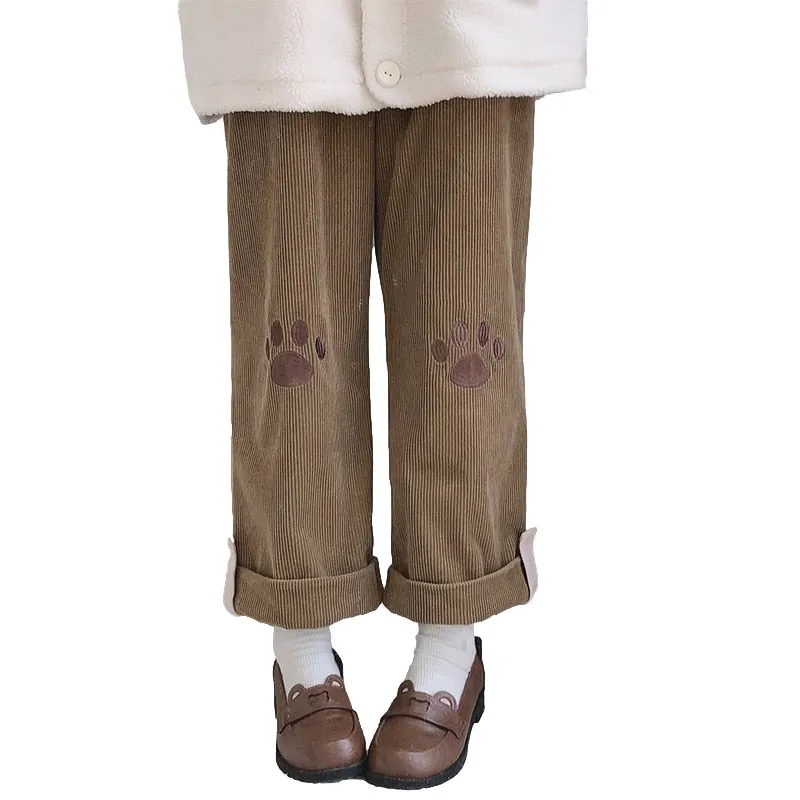 Kawaii Corduroy Wide Leg Pants