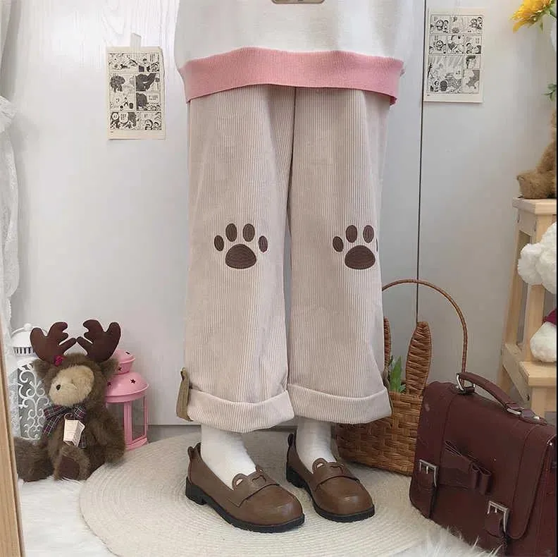 Kawaii Corduroy Wide Leg Pants