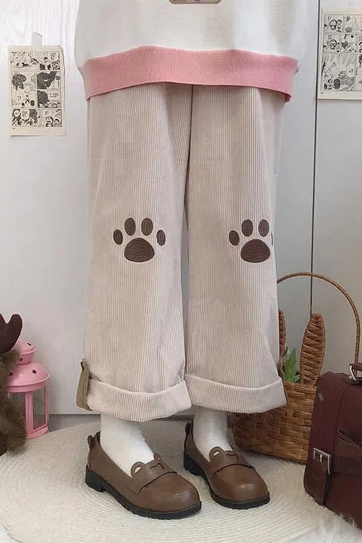 Kawaii Corduroy Wide Leg Pants