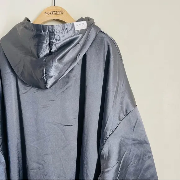 Kitsch Glazey Gray Satin Hoodie Robe One Size Unisex