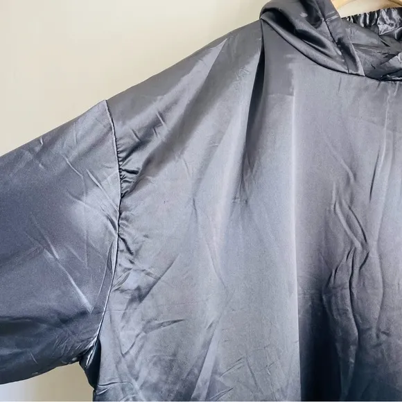 Kitsch Glazey Gray Satin Hoodie Robe One Size Unisex