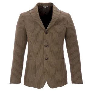 KRIZIA UOMO Brown & Navy Blue Pinstripe Soft Corduroy Blazer G90031084 $366 NWT