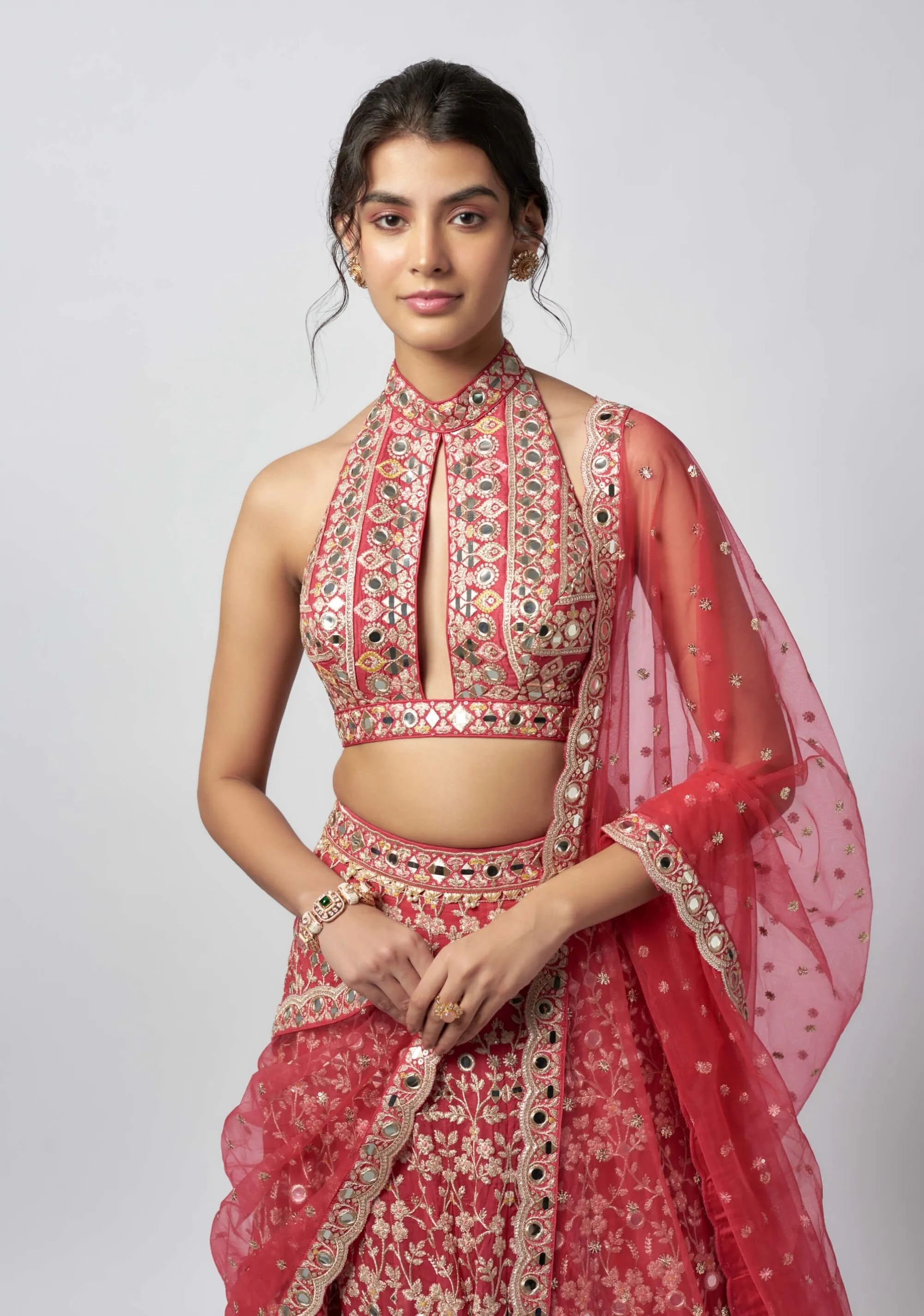 Laanya cranberry red lehenga set