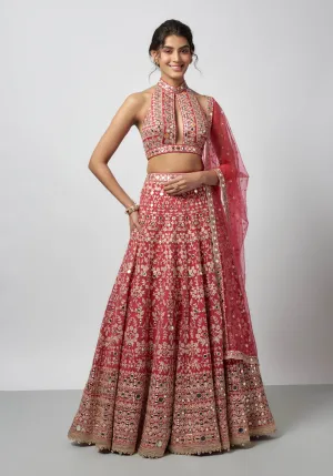 Laanya cranberry red lehenga set