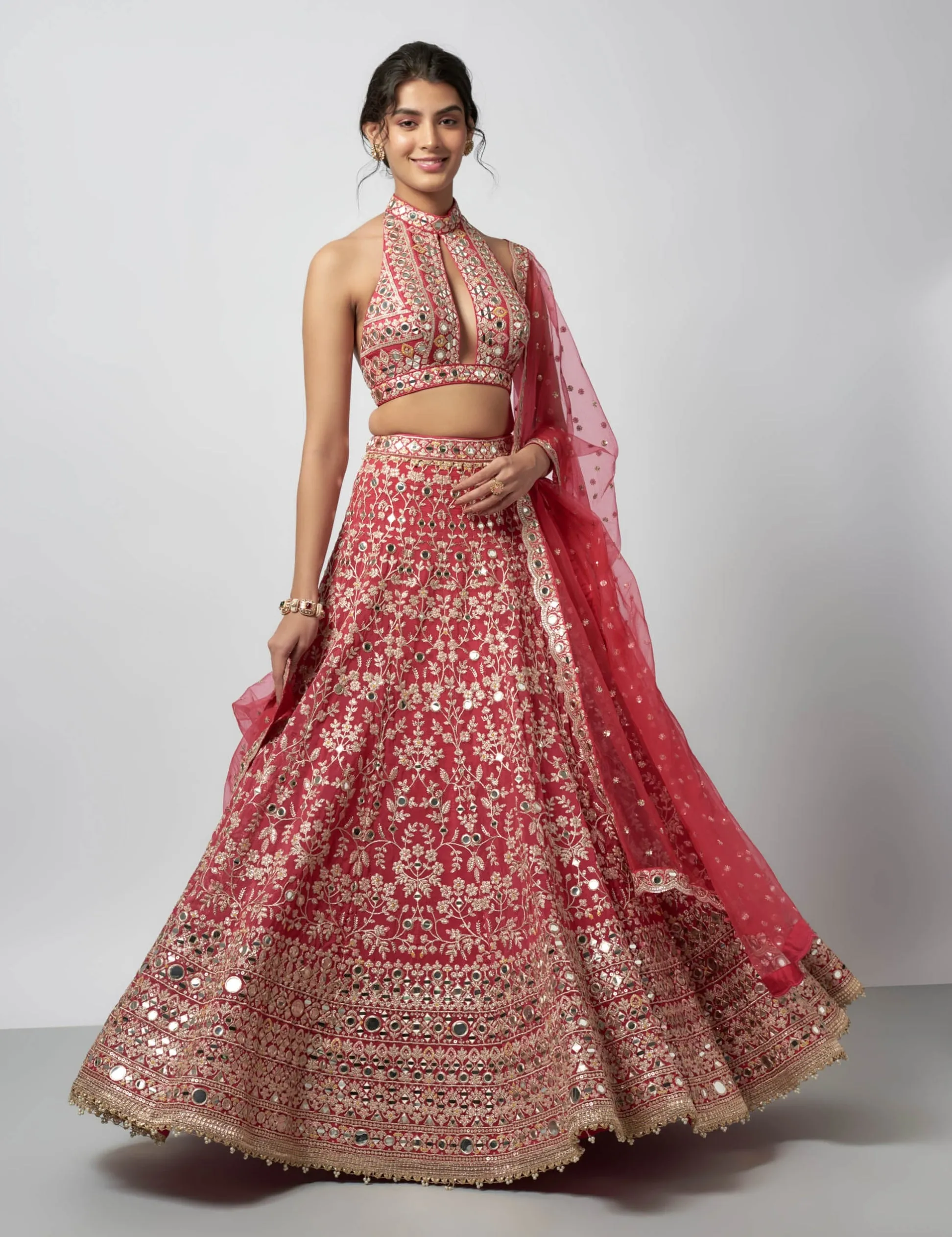 Laanya cranberry red lehenga set
