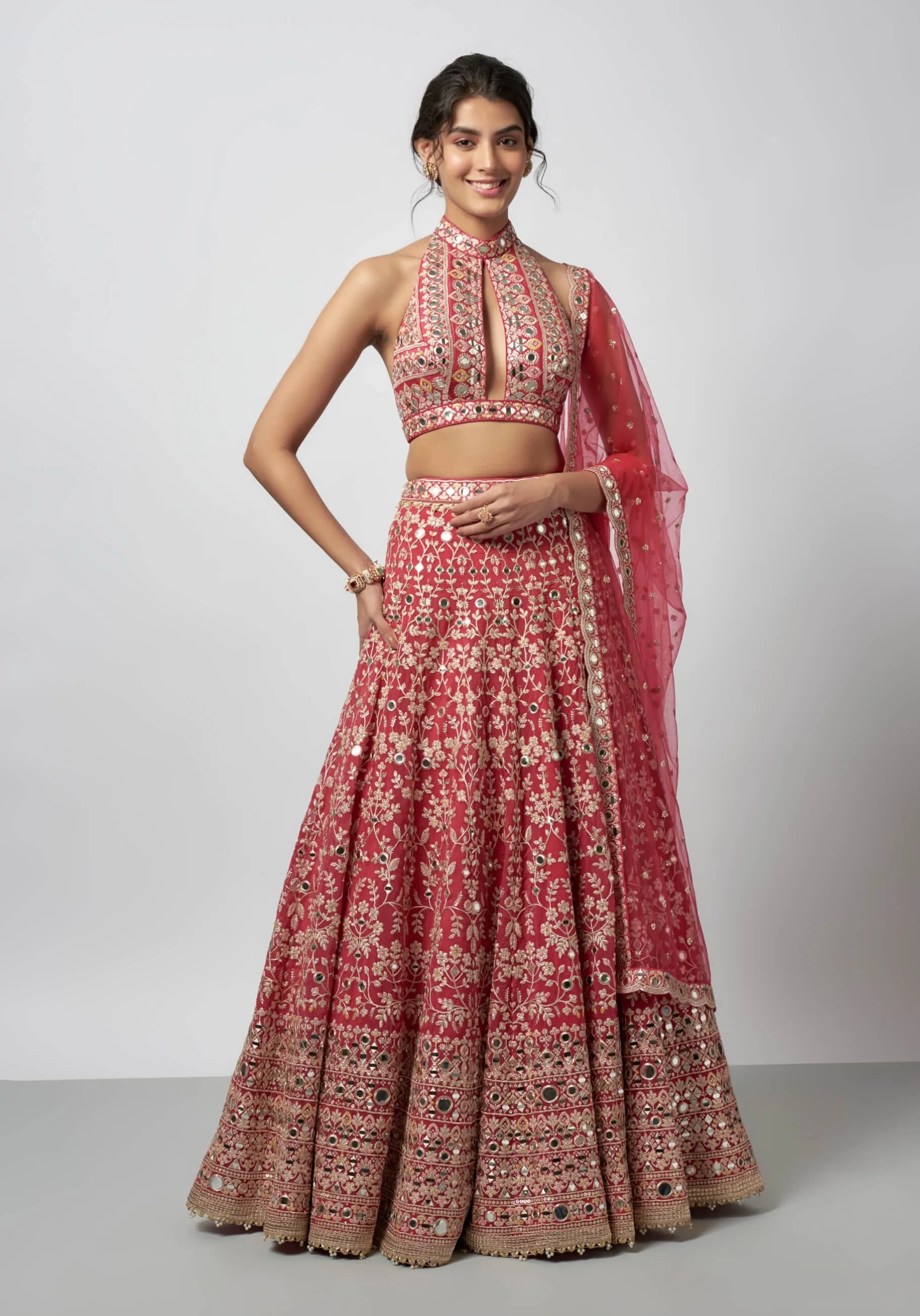 Laanya cranberry red lehenga set