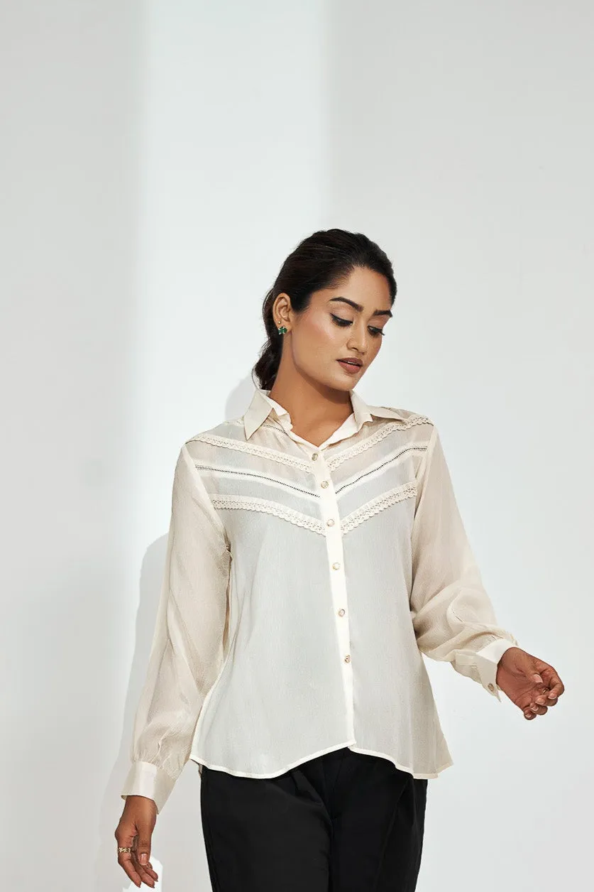 Lace Detail Chiffon Shirt