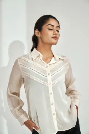 Lace Detail Chiffon Shirt