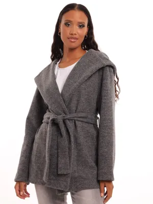 Ladies Melton Blazer Coat - Grey Melange
