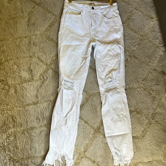 L’Agence White Distressed Skinny Denim Jeans Size 25