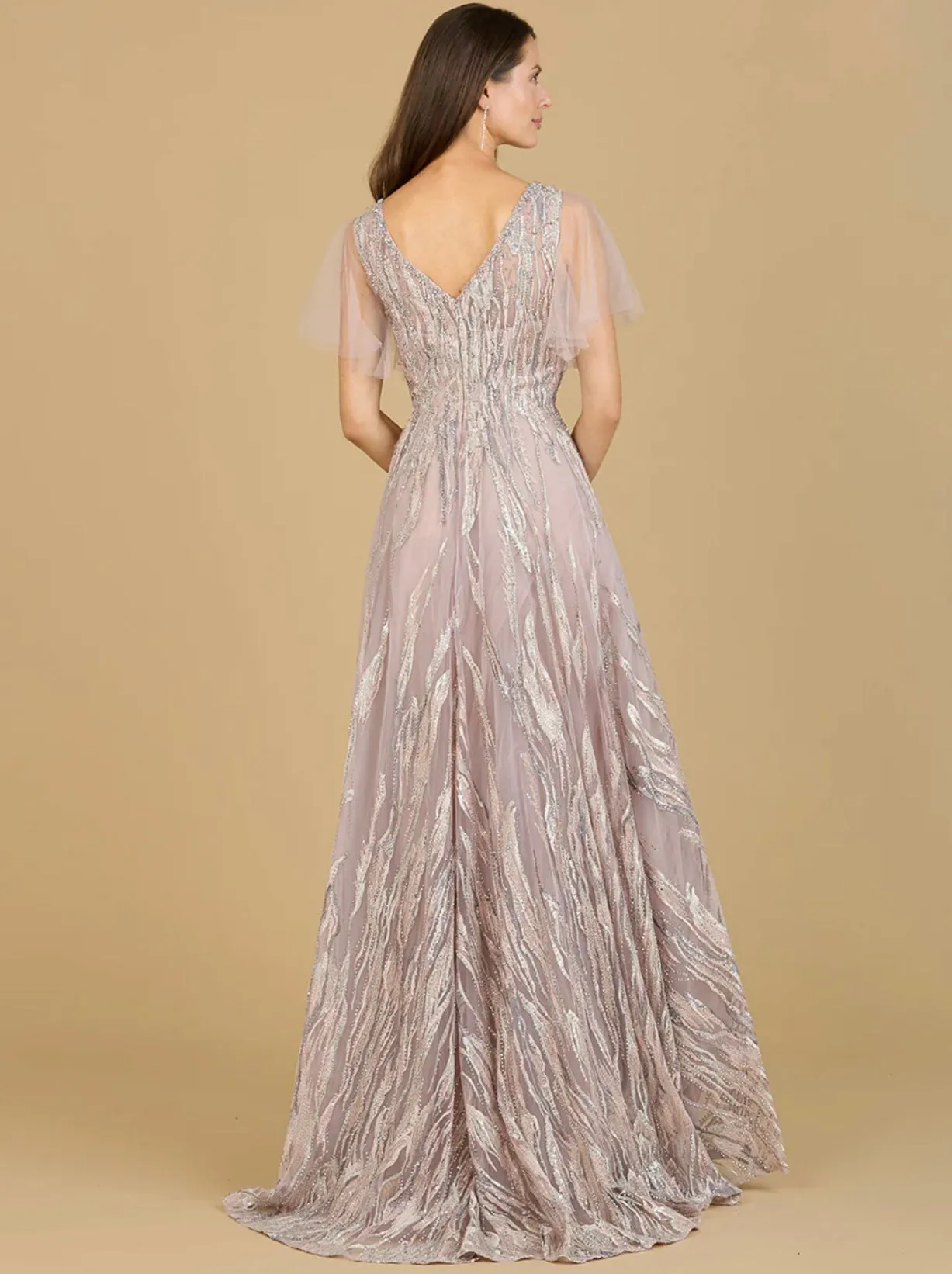 Lara Cape Sleeve V-Neck Gown 29201