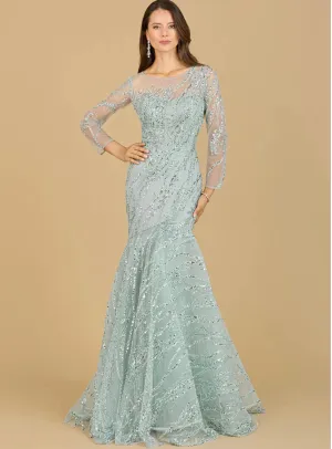 Lara Long Sleeve Mermaid Beaded Gown 29199