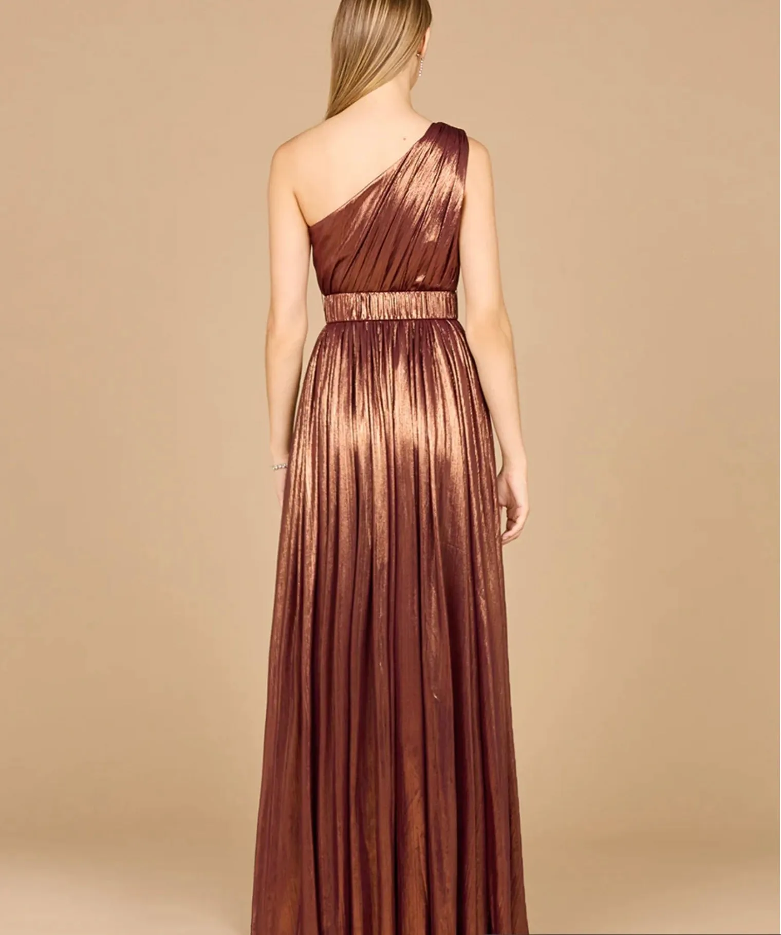 Lara One Shoulder Metallic Dress 8122