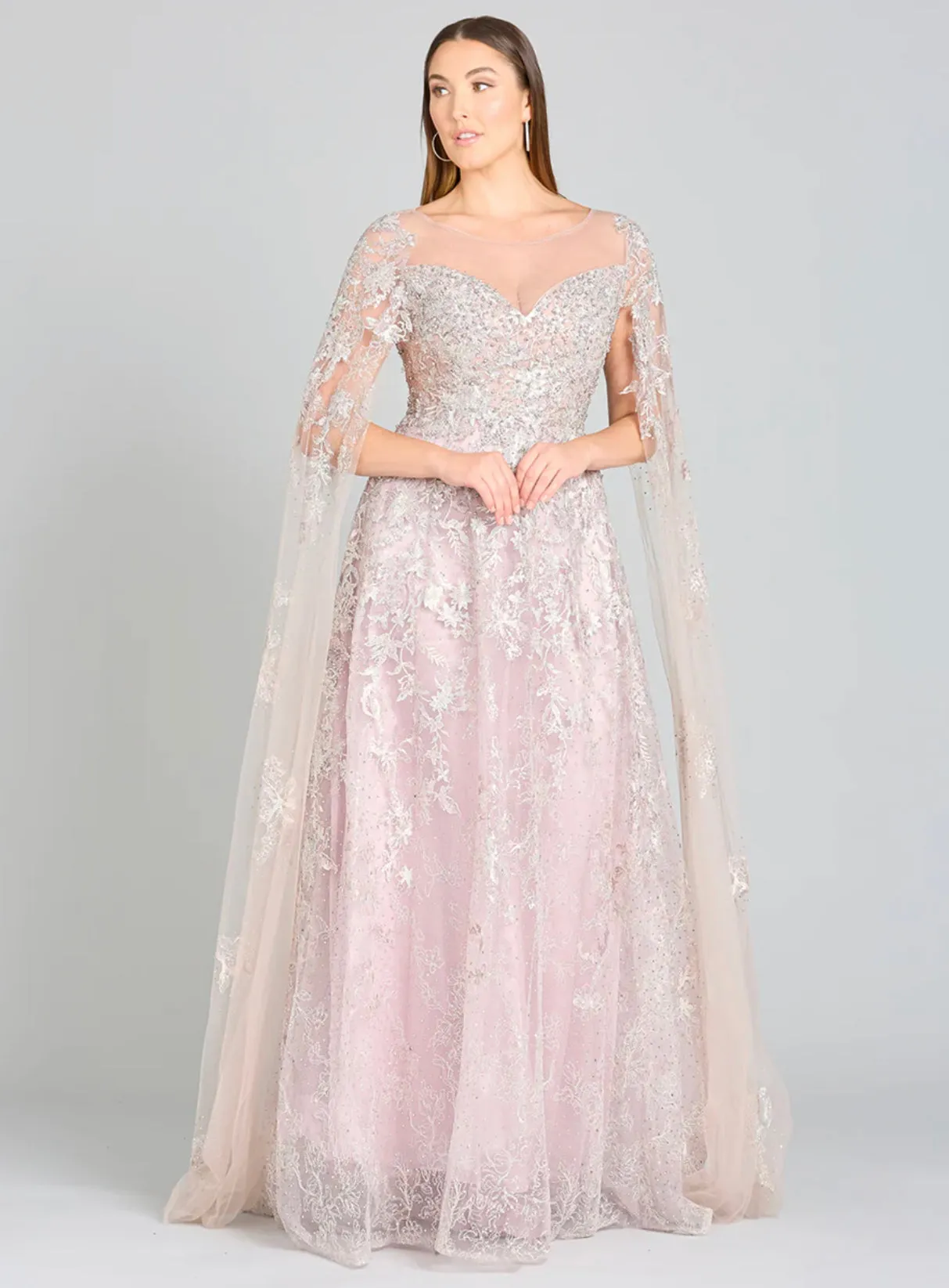 Lara Sweetheart Neckline with Cape Sleeves Lace Gown 29300