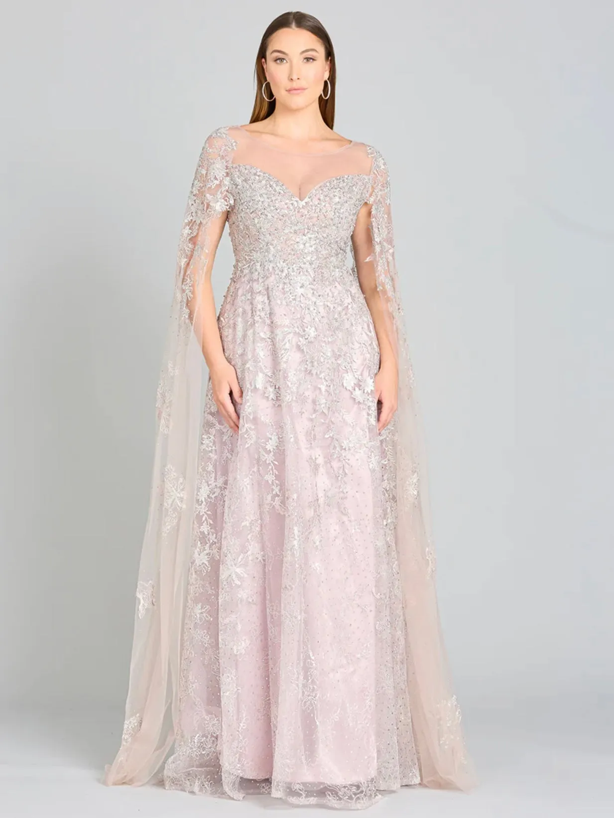 Lara Sweetheart Neckline with Cape Sleeves Lace Gown 29300