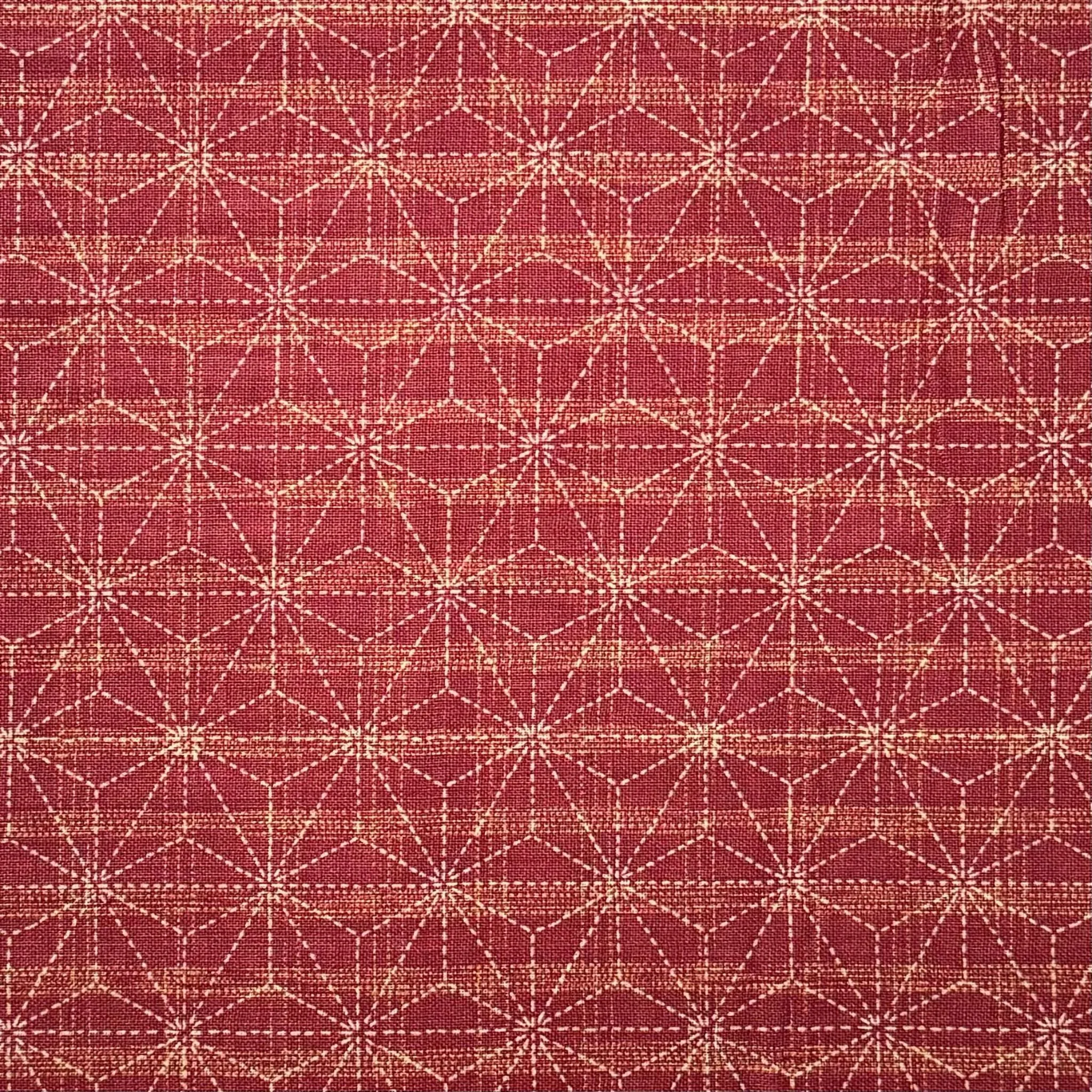 Large Broken Asanoha Red - Cotton Print Fabric - $32 Per Metre