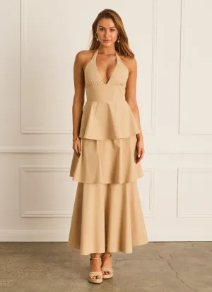 Latte Halter Neck Dress