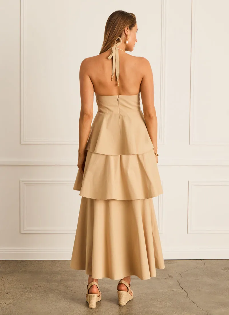 Latte Halter Neck Dress